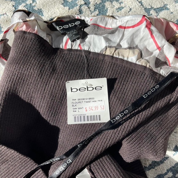 Bebe Satin and Knitted Y2K Halter Top - Picture 3 of 4